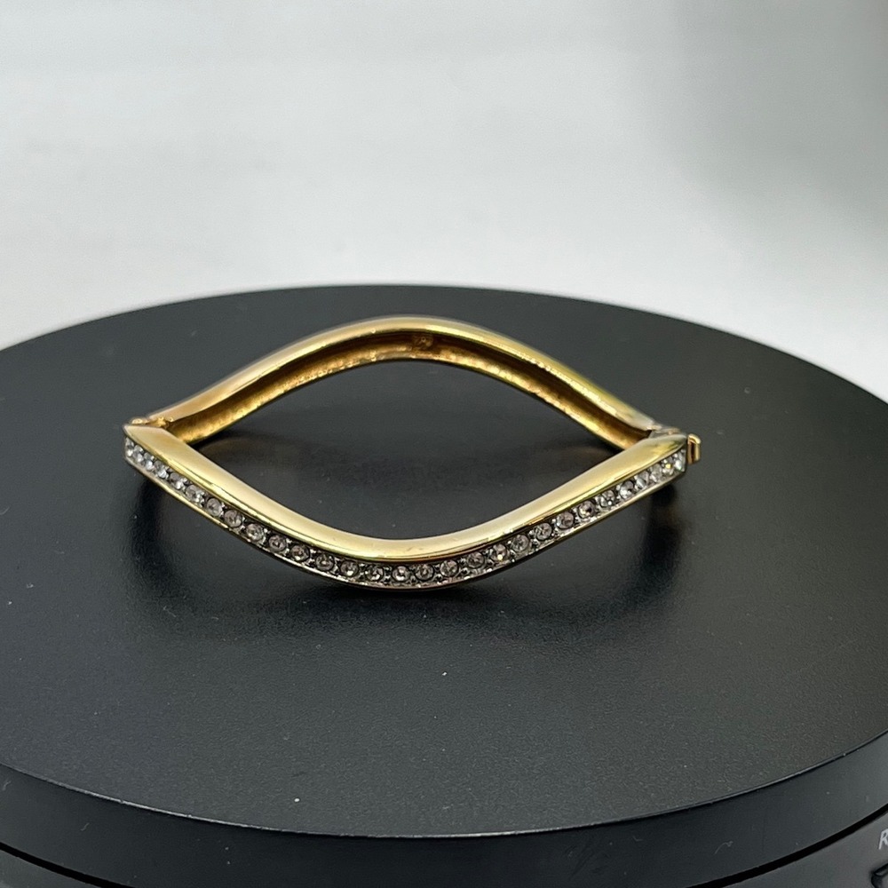 Swarovski Vintage SAL Organic Wave Curved Channel Set Crystal Bangle‎ Bracelet